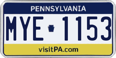PA license plate MYE1153