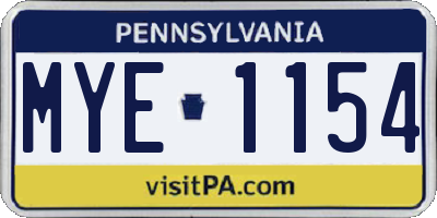 PA license plate MYE1154