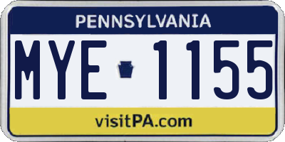 PA license plate MYE1155