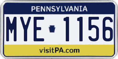 PA license plate MYE1156