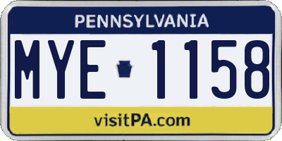 PA license plate MYE1158