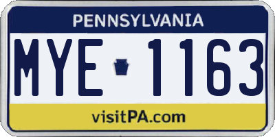 PA license plate MYE1163