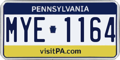 PA license plate MYE1164