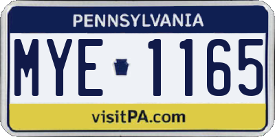 PA license plate MYE1165