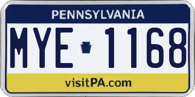 PA license plate MYE1168