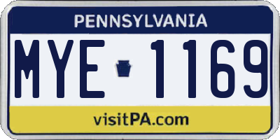PA license plate MYE1169