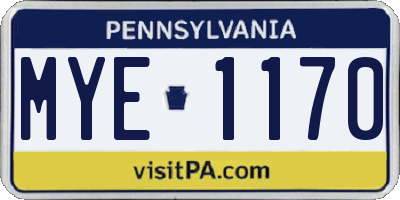 PA license plate MYE1170