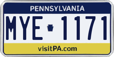PA license plate MYE1171