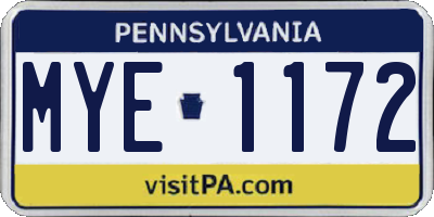 PA license plate MYE1172