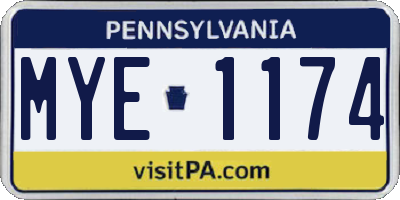 PA license plate MYE1174