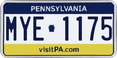 PA license plate MYE1175