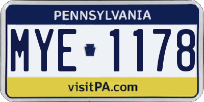 PA license plate MYE1178