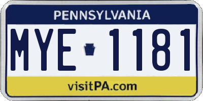 PA license plate MYE1181