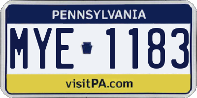 PA license plate MYE1183