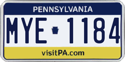 PA license plate MYE1184