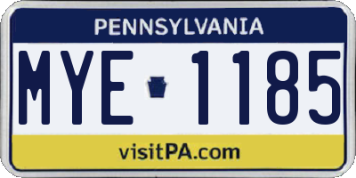 PA license plate MYE1185