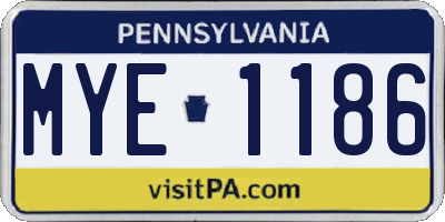 PA license plate MYE1186