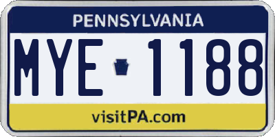 PA license plate MYE1188