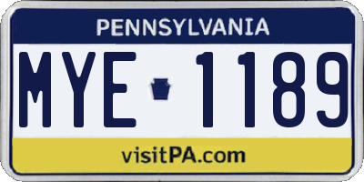 PA license plate MYE1189