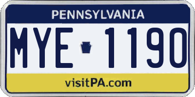 PA license plate MYE1190