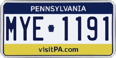 PA license plate MYE1191