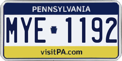 PA license plate MYE1192