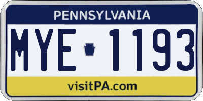 PA license plate MYE1193