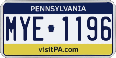 PA license plate MYE1196