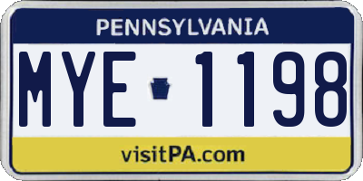 PA license plate MYE1198