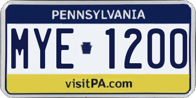 PA license plate MYE1200