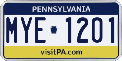 PA license plate MYE1201