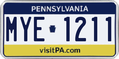 PA license plate MYE1211