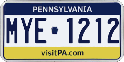 PA license plate MYE1212