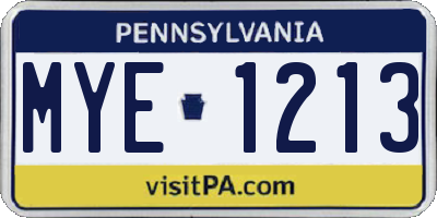PA license plate MYE1213