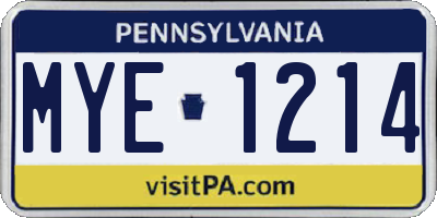PA license plate MYE1214