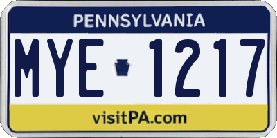 PA license plate MYE1217