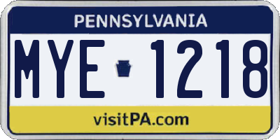 PA license plate MYE1218