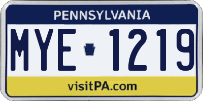 PA license plate MYE1219