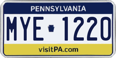 PA license plate MYE1220