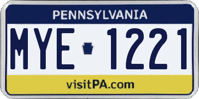 PA license plate MYE1221