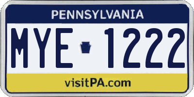 PA license plate MYE1222
