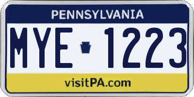 PA license plate MYE1223