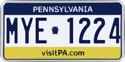 PA license plate MYE1224