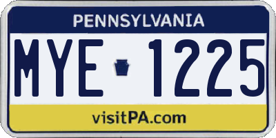 PA license plate MYE1225