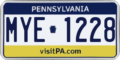 PA license plate MYE1228