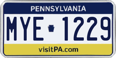 PA license plate MYE1229