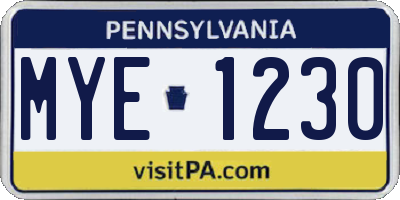 PA license plate MYE1230