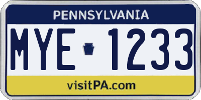 PA license plate MYE1233