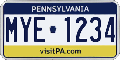 PA license plate MYE1234