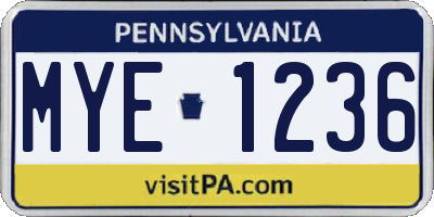 PA license plate MYE1236